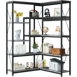 70.86 Tall L-Shaped Corner Bookcase